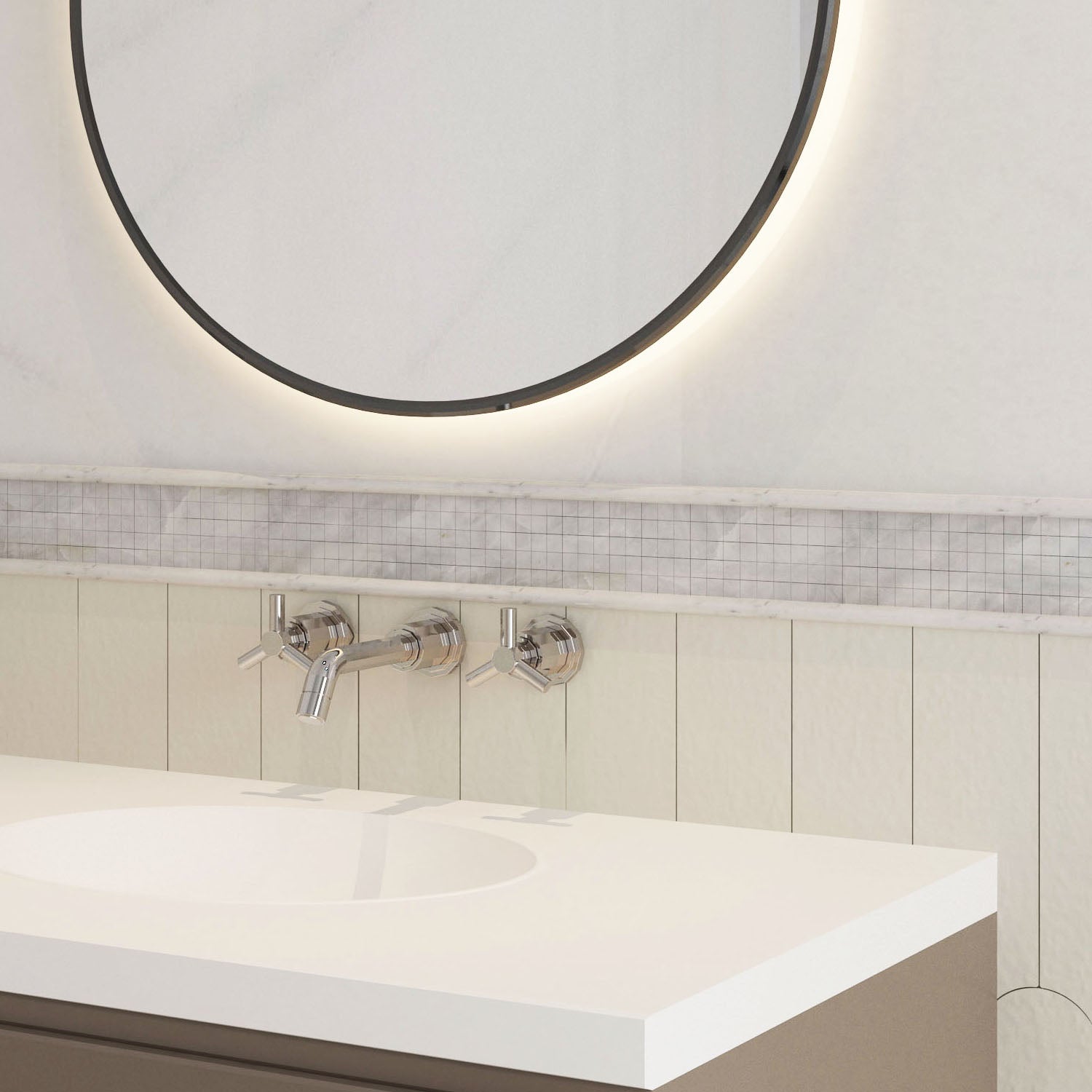 Diflart Natural White Carrara Marble Pencil Liner Trim